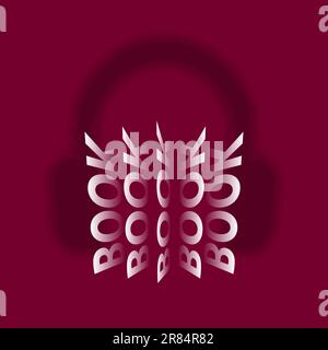 Hörbuchkonzept in Kastanienbraun mit Kopfhörern für Druck und Design. Vektordarstellung. Stock Vektor