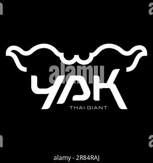 yak : thailändischer Name einer Riesenfigur in khon Kunst- und Kulturdarbietung Logo und Typografie Design Vektor Stock Vektor