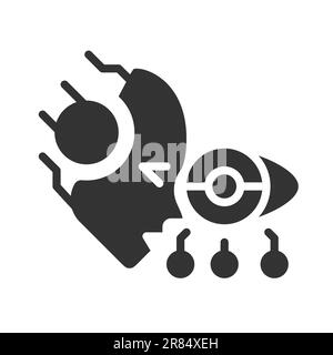 AI Siehe schwarzes Symbol für lineare Glyphe Stock Vektor
