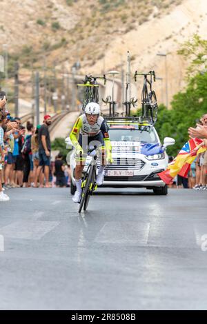 Alicante, Spanien - 08,30,2022 - Domenico Pozzovivo vom Intermarche-Team Sprints während der 77. Tour of Spain 2022, Stufe 10 A 30,9km. Stockfoto