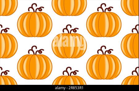 Nahtloses Muster aus bunten Kürbissen. Flacher Style. Vektorgrafik. Stockfoto