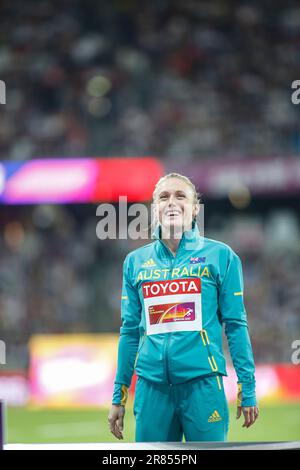 Sally Pearson bei der Preisverleihung und bei der Leichtathletik-Weltmeisterschaft 2017 in London. Stockfoto