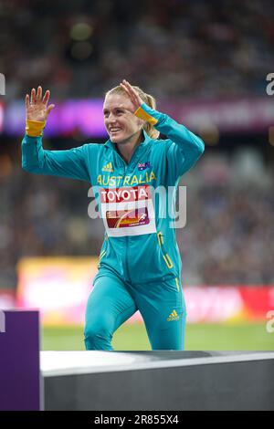 Sally Pearson bei der Preisverleihung und bei der Leichtathletik-Weltmeisterschaft 2017 in London. Stockfoto