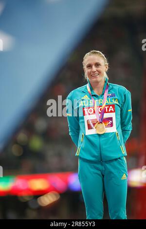 Sally Pearson bei der Preisverleihung und bei der Leichtathletik-Weltmeisterschaft 2017 in London. Stockfoto