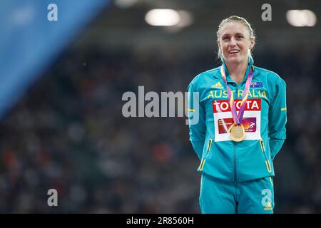 Sally Pearson bei der Preisverleihung und bei der Leichtathletik-Weltmeisterschaft 2017 in London. Stockfoto