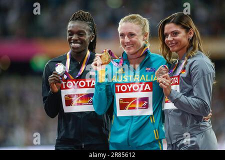 Sally Pearson bei der Preisverleihung und bei der Leichtathletik-Weltmeisterschaft 2017 in London. Stockfoto