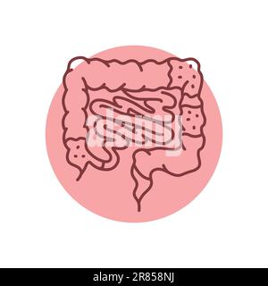 Schwarzes Liniensymbol für Morbus Crohn. Autoimmunerkrankungen. Piktogramm für Webseite, mobile App, Werbeaktion. Stock Vektor