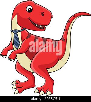 Tyrannosaurus mit einem Necktie Cartoon Clipart Stock Vektor