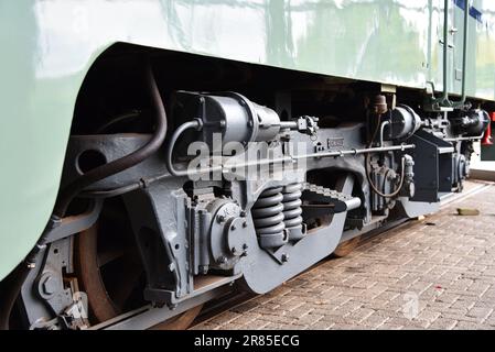 Utrecht, Niederlande. Mai 2023. Alte Züge im Eisenbahnmuseum in Utrecht. Hochwertiges Foto Stockfoto