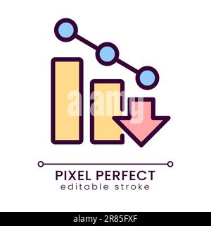 Symbol für fallende Pfeilpixel in perfekter RGB-Farbe Stock Vektor