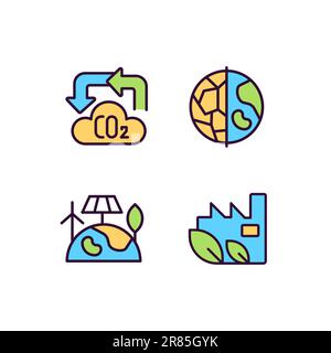 Globaler Naturschutz Pixel Perfect RGB-Farbsymbole gesetzt Stock Vektor