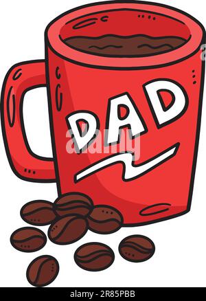 Tasse mit Kaffee und Kaffeebohnen Cartoon Clipart Stock Vektor