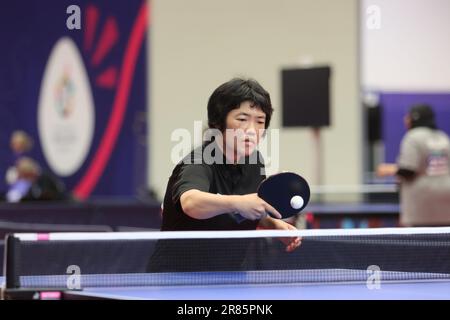 Berlin, Deutschland, 19. Juni 2023. Kyoko Ebisawa aus Nippon während Tischtennis bei den Olympischen Sonderspielen Berlin 2023. Kredit: Fabideciria. Kredit: Fabideciria/Alamy Live News Kredit: Fabideciria/Alamy Live News Stockfoto