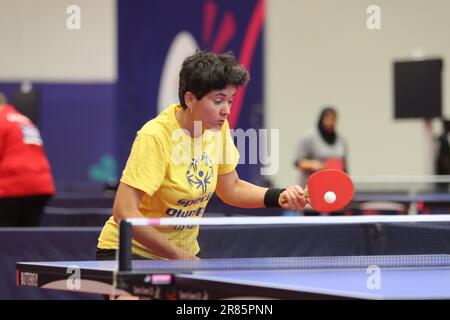 Berlin, Deutschland, 19. Juni 2023. Kateryna Hryschtschenko aus der Ukraine während Tischtennis bei den Olympischen Sonderspielen Berlin 2023. Kredit: Fabideciria. Kredit: Fabideciria/Alamy Live News Kredit: Fabideciria/Alamy Live News Stockfoto