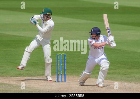 Birmingham, England. 19. Juni 2023. Englands Jonny Bairstow während des ersten Ashes-Tests in Edgbaston. Das Bild sollte lauten: Ben Whitley/Alamy Live News. Stockfoto