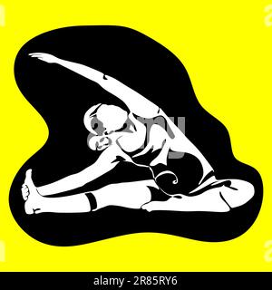 Vektorsilhouette zur Darstellung der Yoga-Pose bei Schwangeren. Internationaler Yoga-Tag. Stock Vektor