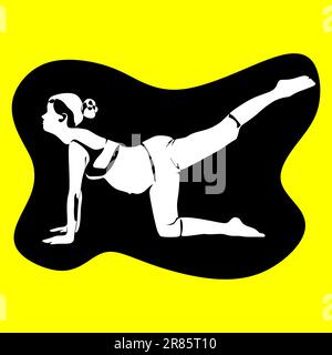 Vektorsilhouette zur Darstellung der Yoga-Pose bei Schwangeren. Internationaler Yoga-Tag. Stock Vektor