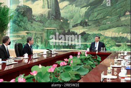 Peking, China. 19. Juni 2023. Der chinesische Präsident Xi Jinping trifft sich mit einem Besuch in den USA Außenminister Antony Blinken in Peking, Hauptstadt Chinas, 19. Juni 2023. Kredit: Li Xueren/Xinhua/Alamy Live News Stockfoto