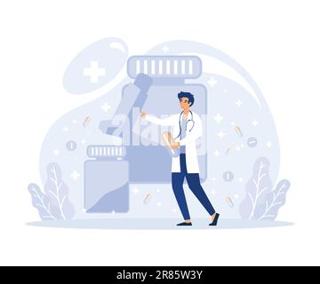 Erkrankungen der Atemwege, Asthma bronchiale Diagnose, Medizin und Behandlung, Flachvektor moderne Illustration Stock Vektor