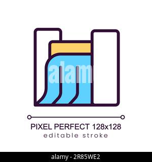 Wasserkraftwerk Pixel Perfect RGB-Farbsymbol Stock Vektor