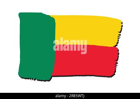 Benin-Flagge mit farbigen handgezeichneten Linien im Vektorformat Stock Vektor