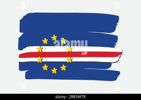 Kap-verdische Flagge mit farbigen handgezeichneten Linien im Vektorformat Stock Vektor