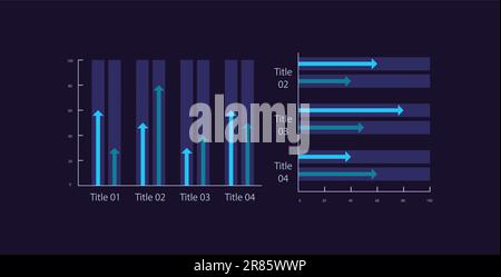 Gruppierte Pfeile Infografik Diagrammdesign-Vorlage für dunkles Thema festgelegt Stock Vektor