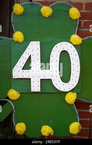Festliche Einrichtung mit eigenen Händen, die Nummer 40. DIY. Stockfoto