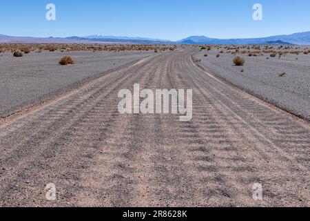 Puna - Fahrt durch eine bizarre, aber wunderschöne Landschaft mit einem Feld aus Bimsstein, vulkanischen Felsen und Sanddünen im Norden Argentiniens Stockfoto