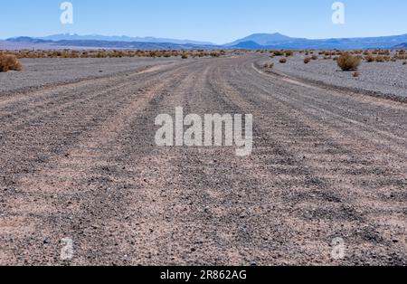 Puna - Fahrt durch eine bizarre, aber wunderschöne Landschaft mit einem Feld aus Bimsstein, vulkanischen Felsen und Sanddünen im Norden Argentiniens Stockfoto