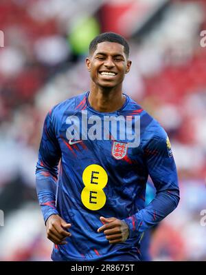 Manchester, Großbritannien. 19. Juni 2023. Marcus Rashford aus England beim Qualifikationsspiel der UEFA-Europameisterschaft in Old Trafford, Manchester. Das Bild sollte lauten: Andrew Yates/Sportimage Credit: Sportimage Ltd/Alamy Live News Stockfoto