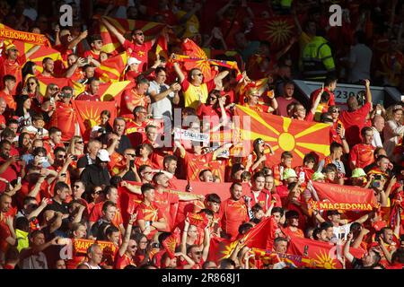 Manchester, Großbritannien. 19. Juni 2023. *** Während des UEFA-WETTKAMPFS DER EURO-Qualifikatoren 2024 zwischen England und Nordmazedonien am 19. Juni 2023 in Old Trafford, Manchester, England. Foto von Simon Hall. Nur redaktionelle Verwendung, Lizenz für kommerzielle Verwendung erforderlich. Keine Verwendung bei Wetten, Spielen oder Veröffentlichungen von Clubs/Ligen/Spielern. Kredit: UK Sports Pics Ltd/Alamy Live News Stockfoto