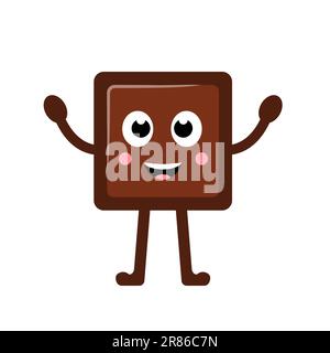 Süße Cartoon-Schokoladenfigur isoliert auf Weiß. Illustration des World Chocolate Day Vector. Stock Vektor