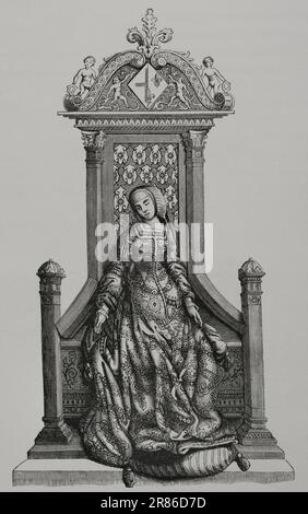 Louise von Savoy (1476-1531). Regent von Frankreich. Mutter von König Franziskus I. von Frankreich. Gravur nach einer Miniatur. "Les Arts au Moyen Age et a l'Epoque de la Renaissance" von Paul Lacroix. Paris, 1877. Stockfoto