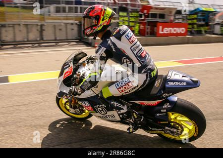 Sachsenring, Deutschland. , . #3 TULOVIC Lukas (GER)/Moto2 MotoGP, MOTO GP, Saison 2023 auf dem Sachsenring, Motorrad Grand Prix von DEUTSCHLAND - Motorsport, Motorrad Road Racing, Motorrad-WM, Foto und Copyright © Udo STIEFEL/ATP Bilder (STIEFEL Udo/ATP/SPP) Kredit: SPP Sport Press Photo. Alamy Live News Stockfoto