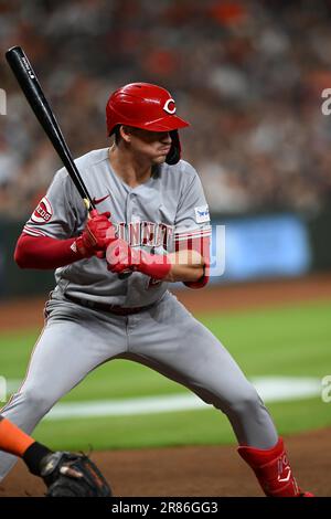 Cincinnati Reds erster Baseman Kevin Newman (28) während des MLB-InterLeague-Spiels zwischen den Cincinnati Reds und den Houston Astros am Freitag, den 16. Juni Stockfoto