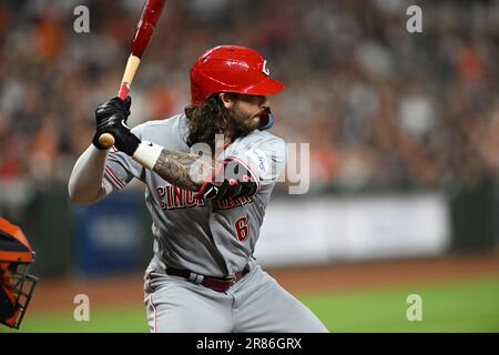 Cincinnati Reds zweiter Baseman Jonathan India (6) während des MLB-Interligaspieles zwischen den Cincinnati Reds und den Houston Astros am Freitag, den 1. Juni Stockfoto