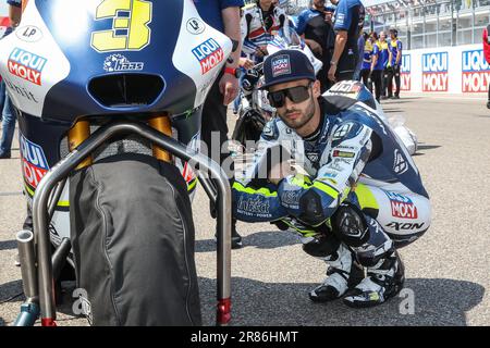 Sachsenring, Deutschland. , . #3 TULOVIC Lukas (GER)/Moto2 MotoGP, MOTO GP, Saison 2023 auf dem Sachsenring, Motorrad Grand Prix von DEUTSCHLAND - Motorsport, Motorrad Road Racing, Motorrad-WM, Foto und Copyright © Udo STIEFEL/ATP Bilder (STIEFEL Udo/ATP/SPP) Kredit: SPP Sport Press Photo. Alamy Live News Stockfoto