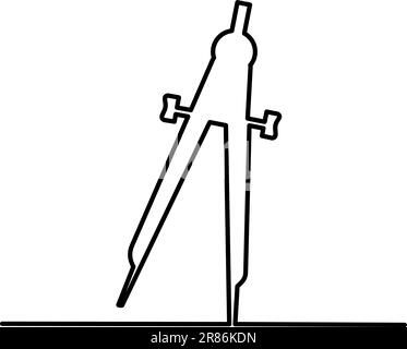 Technischer Kompass handgezeichnetes Doodle-Symbol. Durchgehende Zeichnung mit einer Linie. Vektorskizzen für Druck-, Web-, Mobil- und Infografiken. Stock Vektor