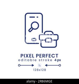 App für die Stellensuche – lineares Desktop-Symbol Stock Vektor