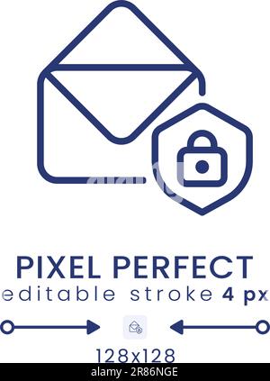 E-Mail-Sicherheit Linear Desktop-Symbol Stock Vektor