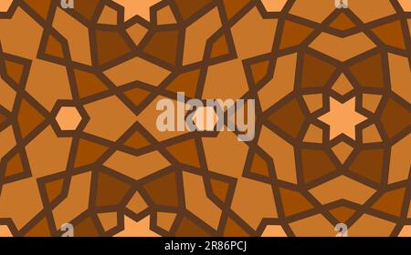 Arabisches Nahtloses Muster mit klassischer islamischer Kultur-Girih-Ornament in arabischer Tradition. Bunt gekachelter Hintergrund mit Schatten. Stock Vektor