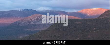 Die Cairngorm Mountains von Ord Ban, Loch an Eilean, Schottland, Großbritannien Stockfoto