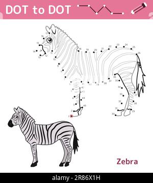 Zahlen Spiel Punkt zu Punkt. Mathe-Spiel für Kinder. Stock Vektor