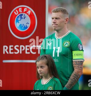 Dublin, Irland. 19. Juni 2023; Aviva Stadium, Dublin, Irland: International Football Group B Euro 2024 Qualifier, Republik Irland gegen Gibraltar; James McClean (c) of Ireland Credit: Action Plus Sports Images/Alamy Live News Stockfoto