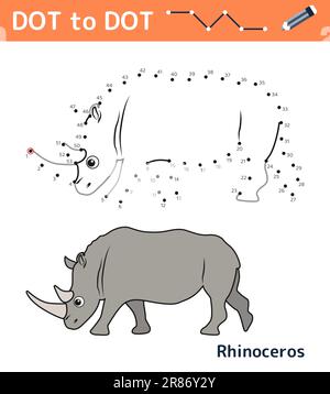 Zahlen Spiel Punkt zu Punkt. Mathe-Spiel für Kinder. Stock Vektor
