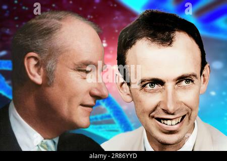 Die ersten Nobel, James Watson und Francis Crick für die Entdeckung der Struktur der DNA, Desoxyribonukleinsäure Stockfoto