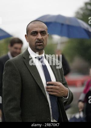 Burnaby, Kanada. 19. Juni 2023. 19. Juni 2023. BC-Minister für Wohnungswesen, Ravi Kahlon, kündigt fast 1500 neue erschwingliche Häuser für den City Credit an: Shotbug Press/Alamy Live News Stockfoto