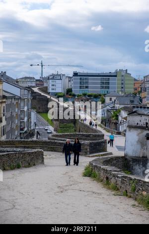 Lugo, Galicien, Spanien - 09. Juni 2023. Römische Mauern Stockfoto