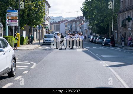 O Pedrouzo, O Pino Galicia, Spanien - 11. Juni 2023. Musiker bei der Feier des Corpus de Arca 2023 Stockfoto